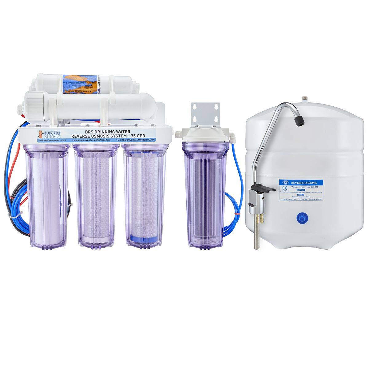6 Stage 75GPD Drinking & Reef RO/DI System with Silver Faucet