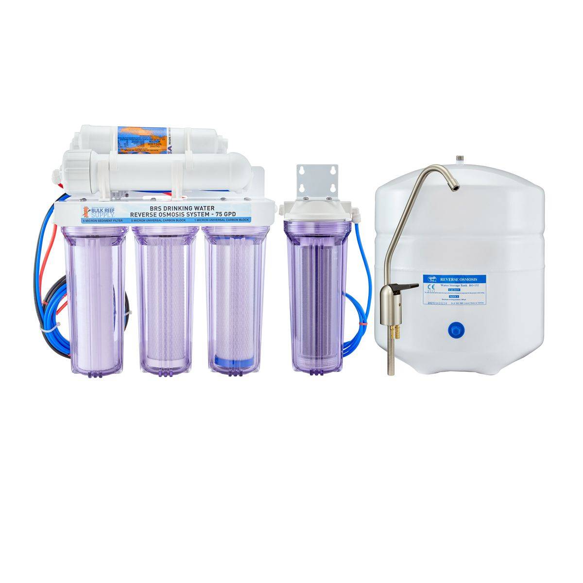 6 Stage 75GPD Drinking & Reef RO/DI System with Brushed Nickel Faucet